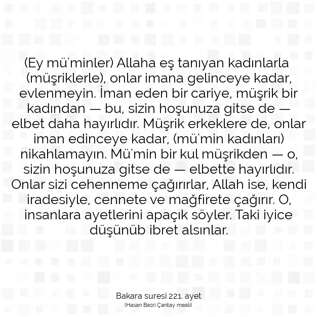 Ayetbul | Kuran Mealleri | Quran | Bakara suresi 221. ayet