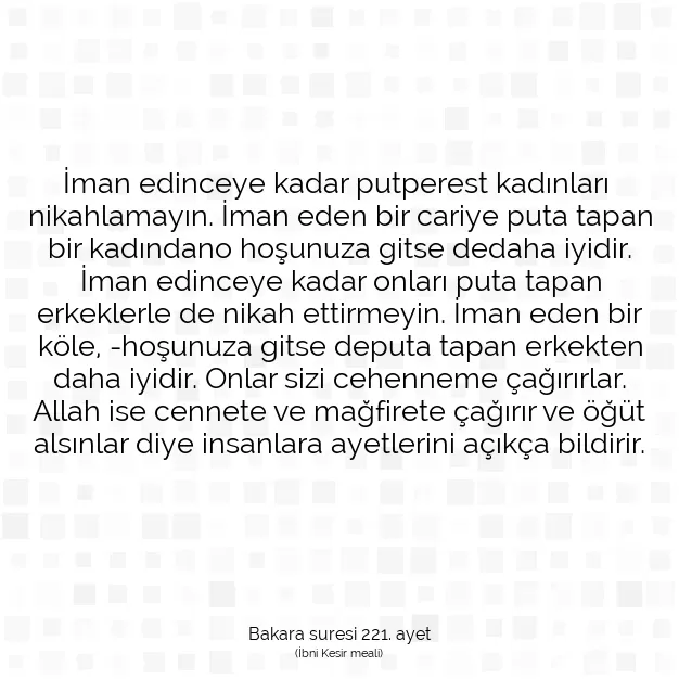 Ayetbul | Kuran Mealleri | Quran | Bakara suresi 221. ayet