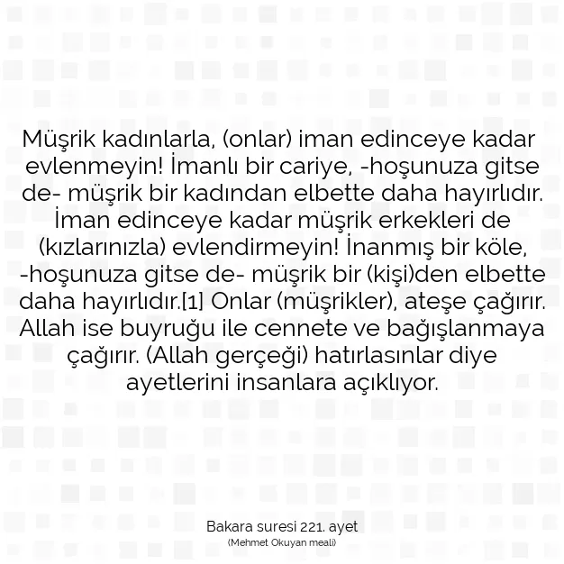 Ayetbul | Kuran Mealleri | Quran | Bakara suresi 221. ayet