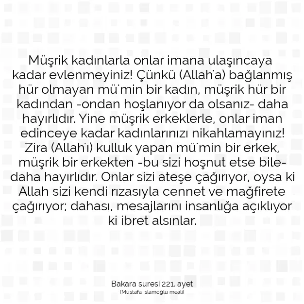 Ayetbul | Kuran Mealleri | Quran | Bakara suresi 221. ayet