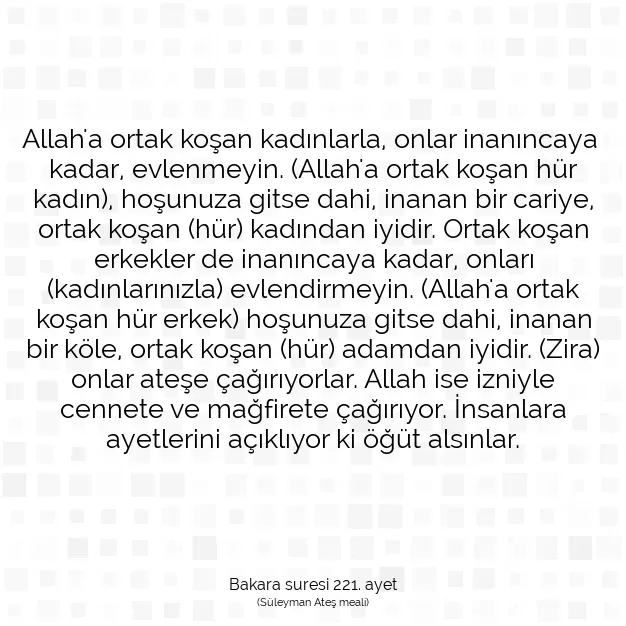 Ayetbul | Kuran Mealleri | Quran | Bakara suresi 221. ayet