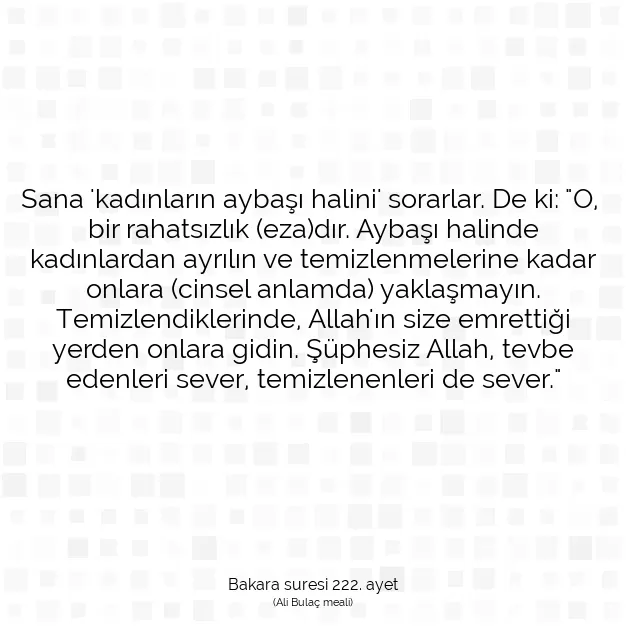 Ayetbul | Kuran Mealleri | Quran | Bakara suresi 222. ayet