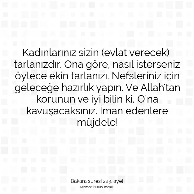 Ayetbul | Kuran Mealleri | Quran | Bakara suresi 223. ayet