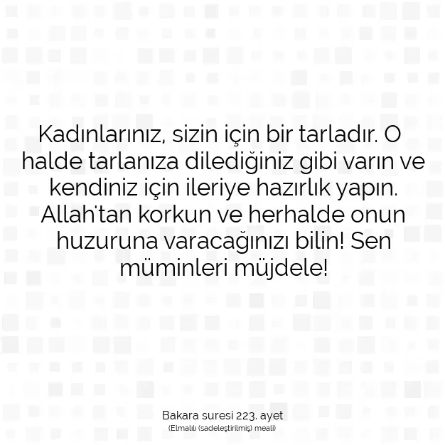 Ayetbul | Kuran Mealleri | Quran | Bakara suresi 223. ayet