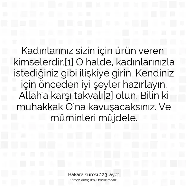 Ayetbul | Kuran Mealleri | Quran | Bakara suresi 223. ayet