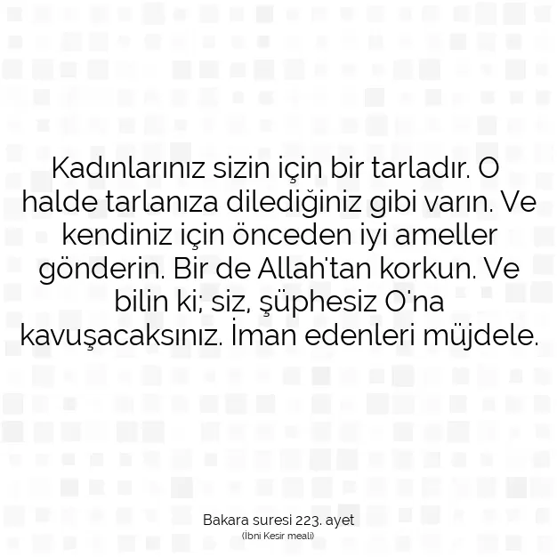 Ayetbul | Kuran Mealleri | Quran | Bakara suresi 223. ayet