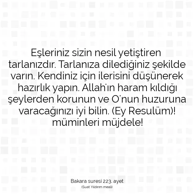 Ayetbul | Kuran Mealleri | Quran | Bakara suresi 223. ayet