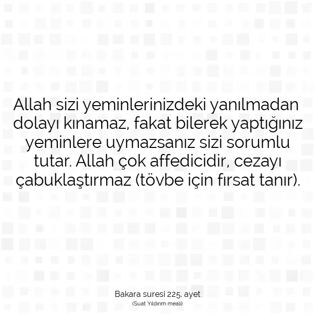 Ayetbul | Kuran Mealleri | Quran | Bakara suresi 225. ayet