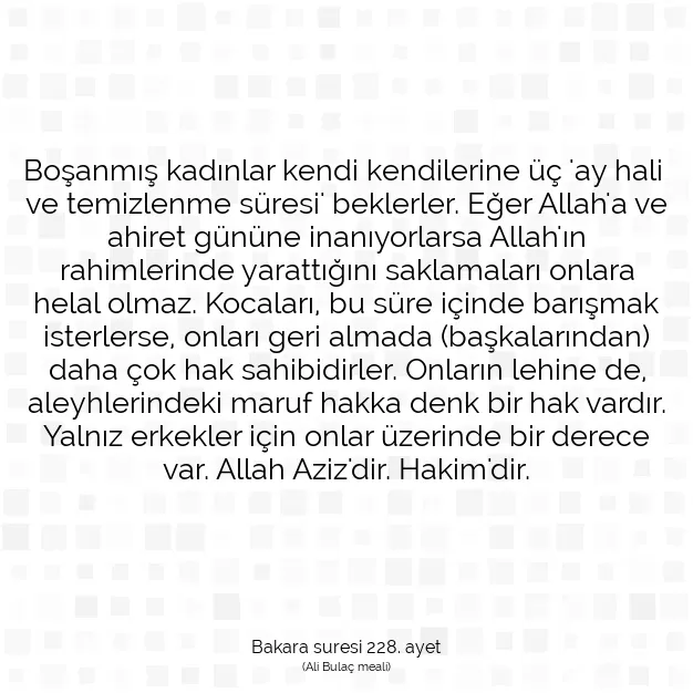 Ayetbul | Kuran Mealleri | Quran | Bakara suresi 228. ayet