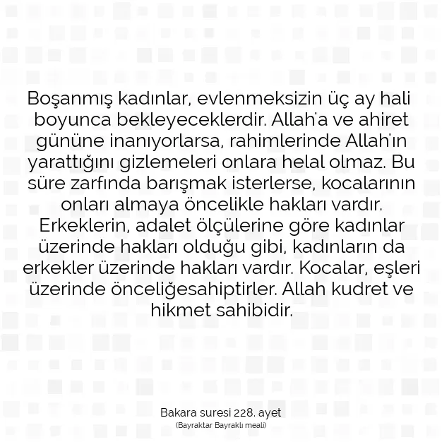 Ayetbul | Kuran Mealleri | Quran | Bakara suresi 228. ayet