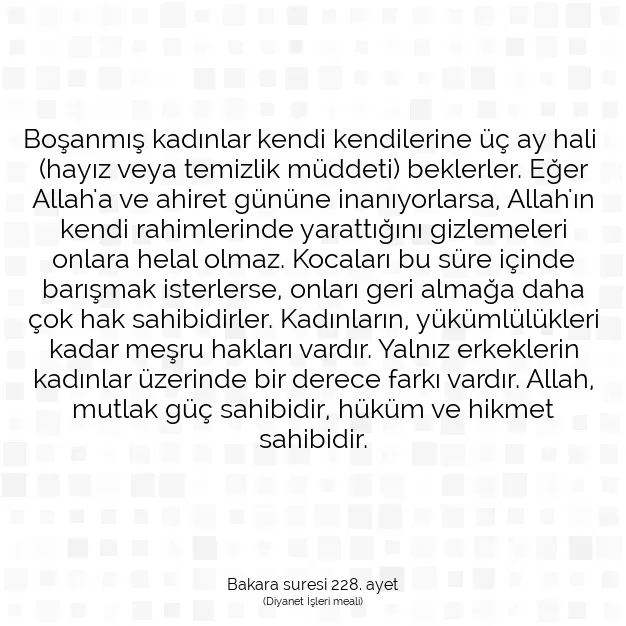 Ayetbul | Kuran Mealleri | Quran | Bakara suresi 228. ayet