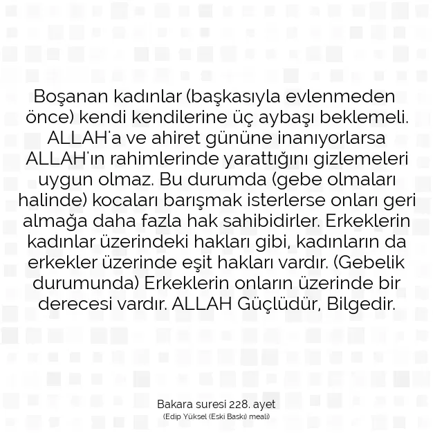 Ayetbul | Kuran Mealleri | Quran | Bakara suresi 228. ayet