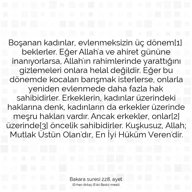 Ayetbul | Kuran Mealleri | Quran | Bakara suresi 228. ayet