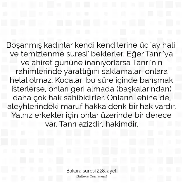 Ayetbul | Kuran Mealleri | Quran | Bakara suresi 228. ayet