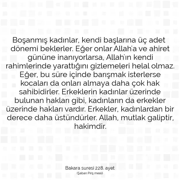 Ayetbul | Kuran Mealleri | Quran | Bakara suresi 228. ayet