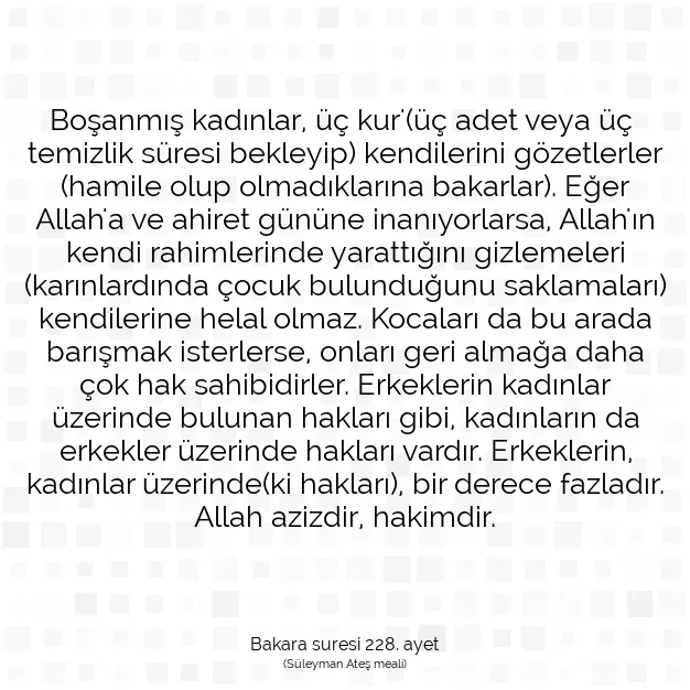 Ayetbul | Kuran Mealleri | Quran | Bakara suresi 228. ayet