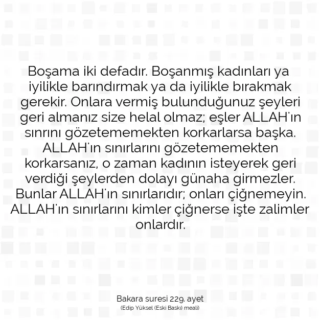 Ayetbul | Kuran Mealleri | Quran | Bakara suresi 229. ayet