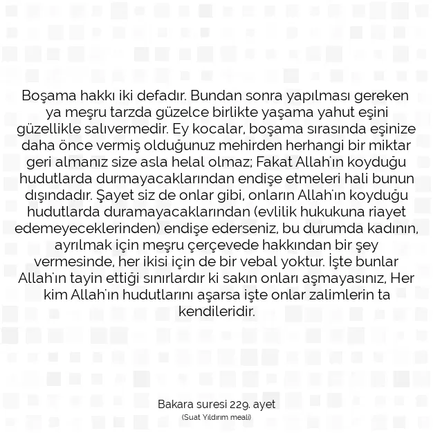 Ayetbul | Kuran Mealleri | Quran | Bakara suresi 229. ayet