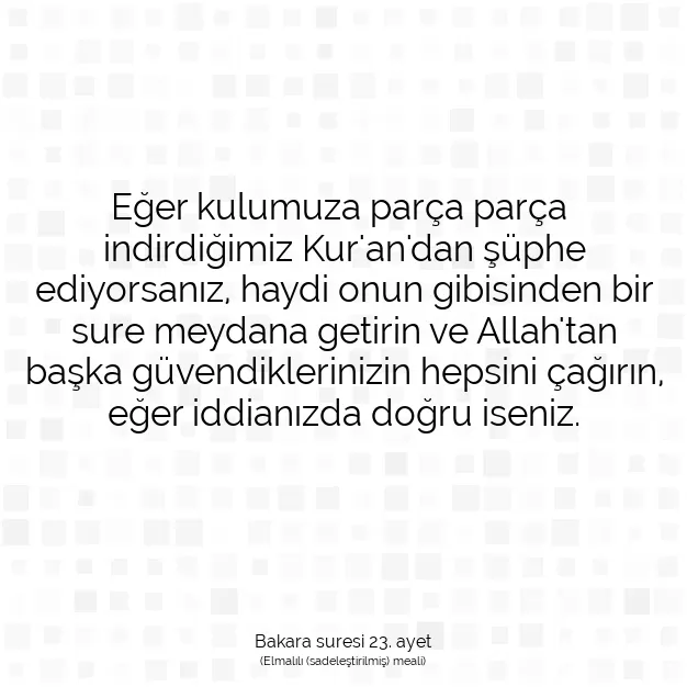 Ayetbul | Kuran Mealleri | Quran | Bakara suresi 23. ayet