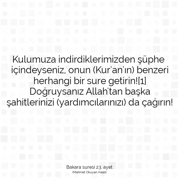 Ayetbul | Kuran Mealleri | Quran | Bakara suresi 23. ayet