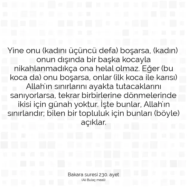 Ayetbul | Kuran Mealleri | Quran | Bakara suresi 230. ayet