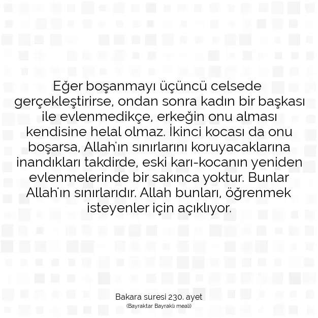 Ayetbul | Kuran Mealleri | Quran | Bakara suresi 230. ayet