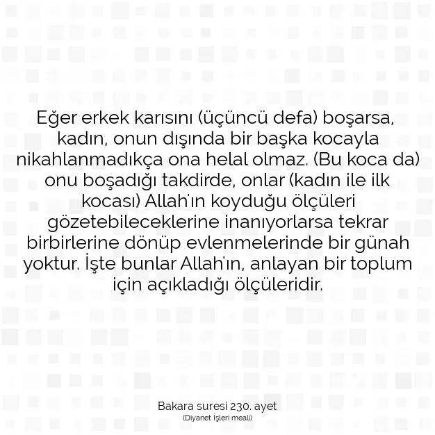 Ayetbul | Kuran Mealleri | Quran | Bakara suresi 230. ayet