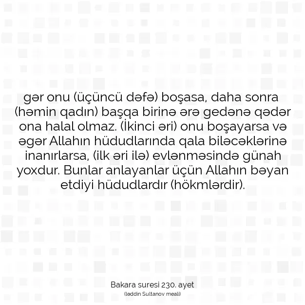 Ayetbul | Kuran Mealleri | Quran | Bakara suresi 230. ayet