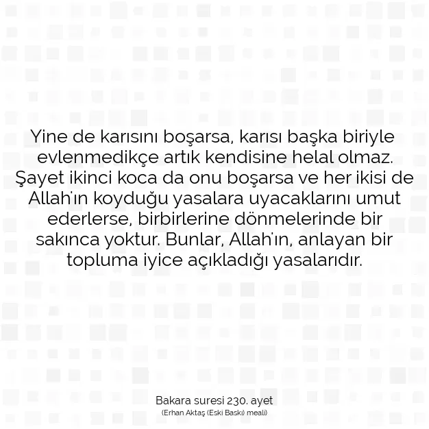 Ayetbul | Kuran Mealleri | Quran | Bakara suresi 230. ayet