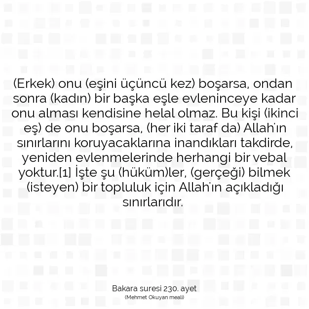 Ayetbul | Kuran Mealleri | Quran | Bakara suresi 230. ayet