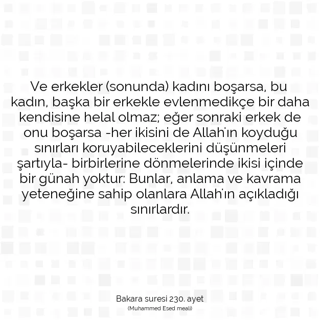 Ayetbul | Kuran Mealleri | Quran | Bakara suresi 230. ayet