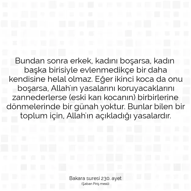 Ayetbul | Kuran Mealleri | Quran | Bakara suresi 230. ayet