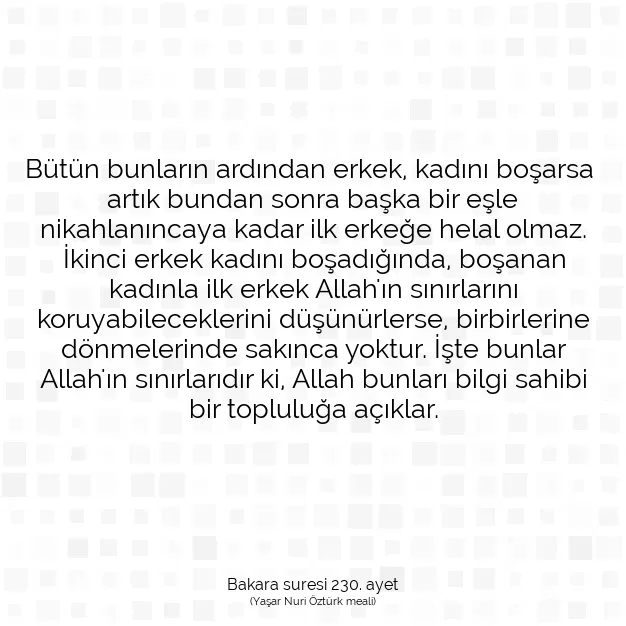 Ayetbul | Kuran Mealleri | Quran | Bakara suresi 230. ayet