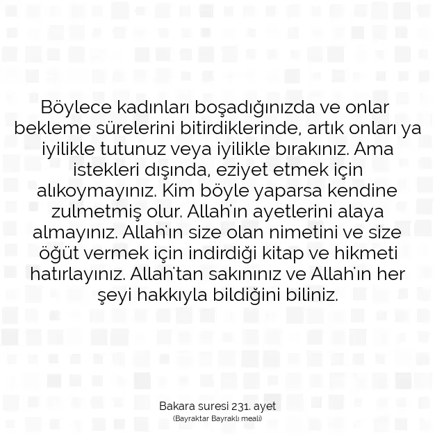 Ayetbul | Kuran Mealleri | Quran | Bakara suresi 231. ayet