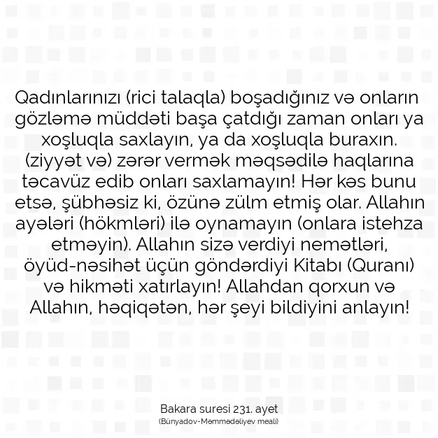 Ayetbul | Kuran Mealleri | Quran | Bakara suresi 231. ayet