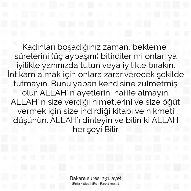 Ayetbul | Kuran Mealleri | Quran | Bakara suresi 231. ayet