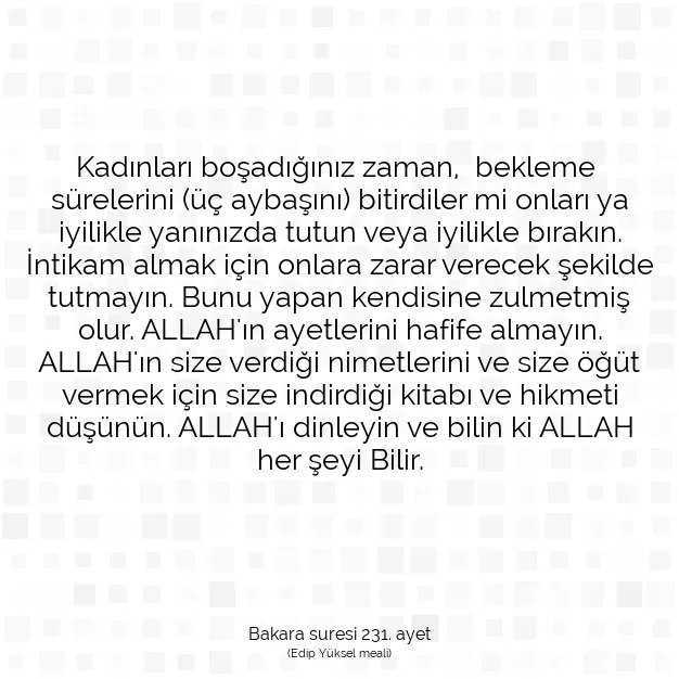 Ayetbul | Kuran Mealleri | Quran | Bakara suresi 231. ayet