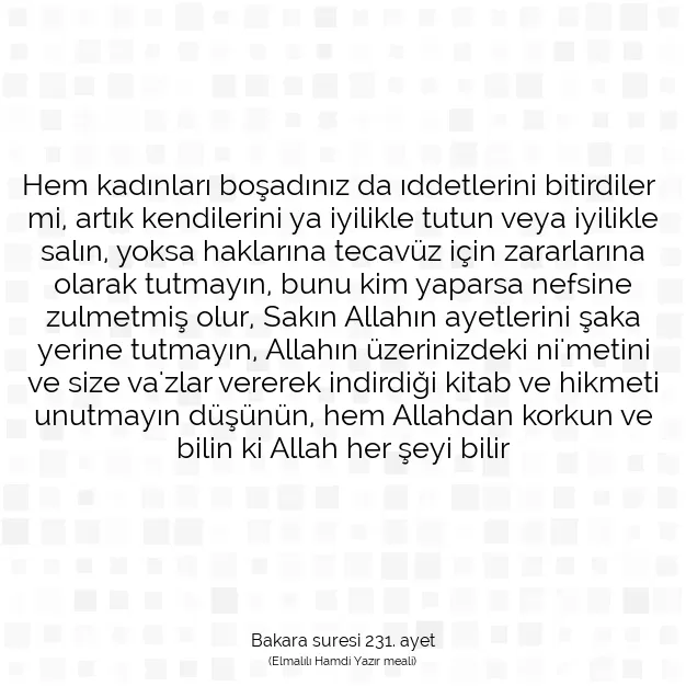 Ayetbul | Kuran Mealleri | Quran | Bakara suresi 231. ayet