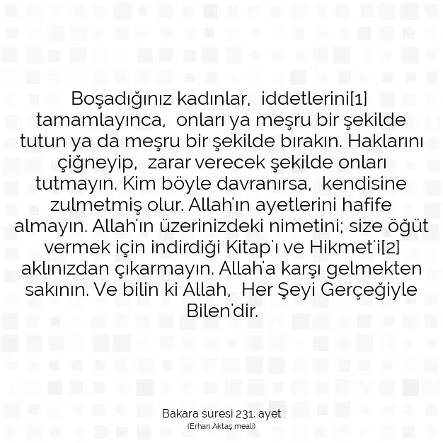 Ayetbul | Kuran Mealleri | Quran | Bakara suresi 231. ayet