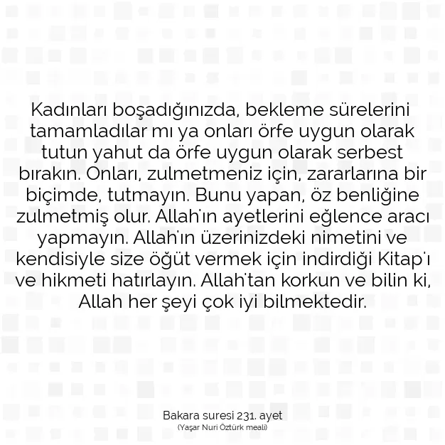 Ayetbul | Kuran Mealleri | Quran | Bakara suresi 231. ayet