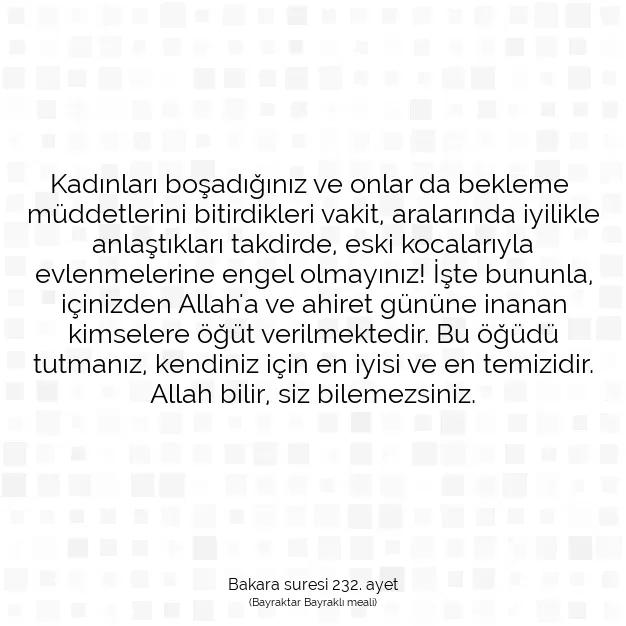 Ayetbul | Kuran Mealleri | Quran | Bakara suresi 232. ayet