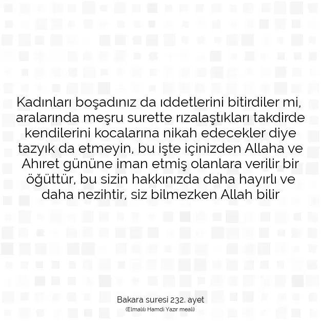 Ayetbul | Kuran Mealleri | Quran | Bakara suresi 232. ayet