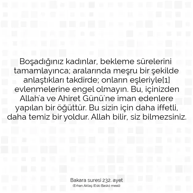 Ayetbul | Kuran Mealleri | Quran | Bakara suresi 232. ayet