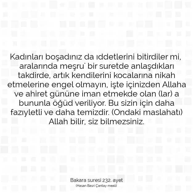 Ayetbul | Kuran Mealleri | Quran | Bakara suresi 232. ayet