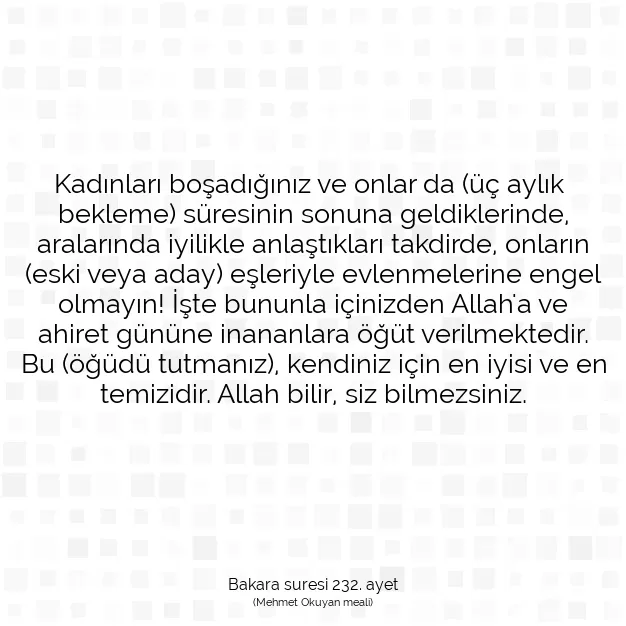 Ayetbul | Kuran Mealleri | Quran | Bakara suresi 232. ayet