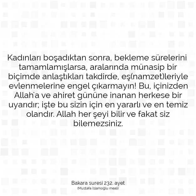 Ayetbul | Kuran Mealleri | Quran | Bakara suresi 232. ayet