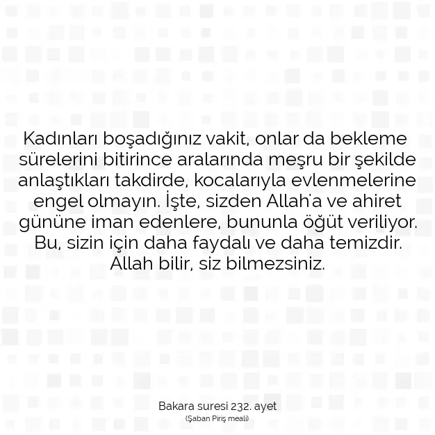 Ayetbul | Kuran Mealleri | Quran | Bakara suresi 232. ayet