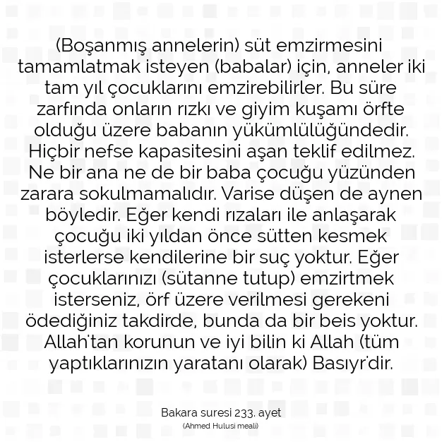 Ayetbul | Kuran Mealleri | Quran | Bakara suresi 233. ayet