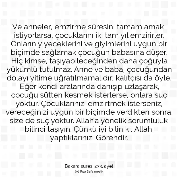 Ayetbul | Kuran Mealleri | Quran | Bakara suresi 233. ayet