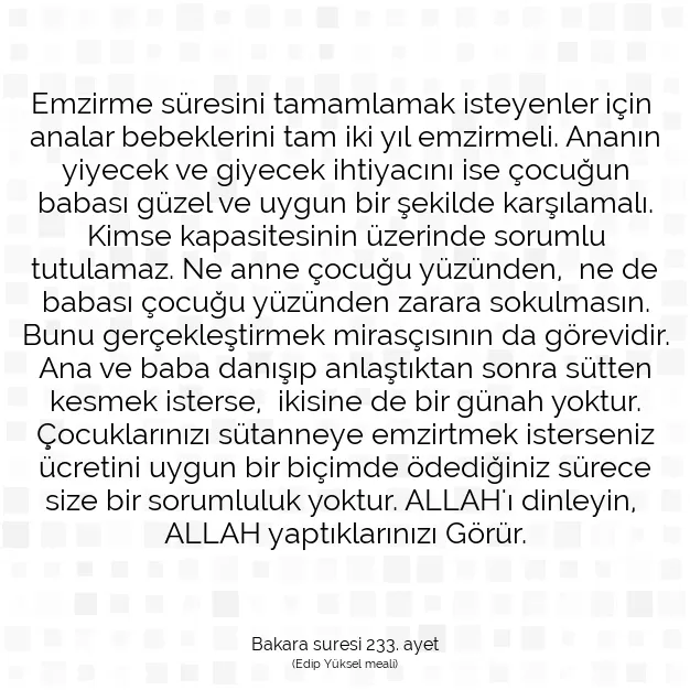 Ayetbul | Kuran Mealleri | Quran | Bakara suresi 233. ayet